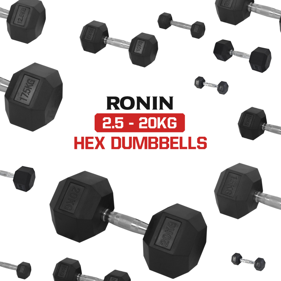 2.5 – 20 KG Rubber Hex Dumbbell Set