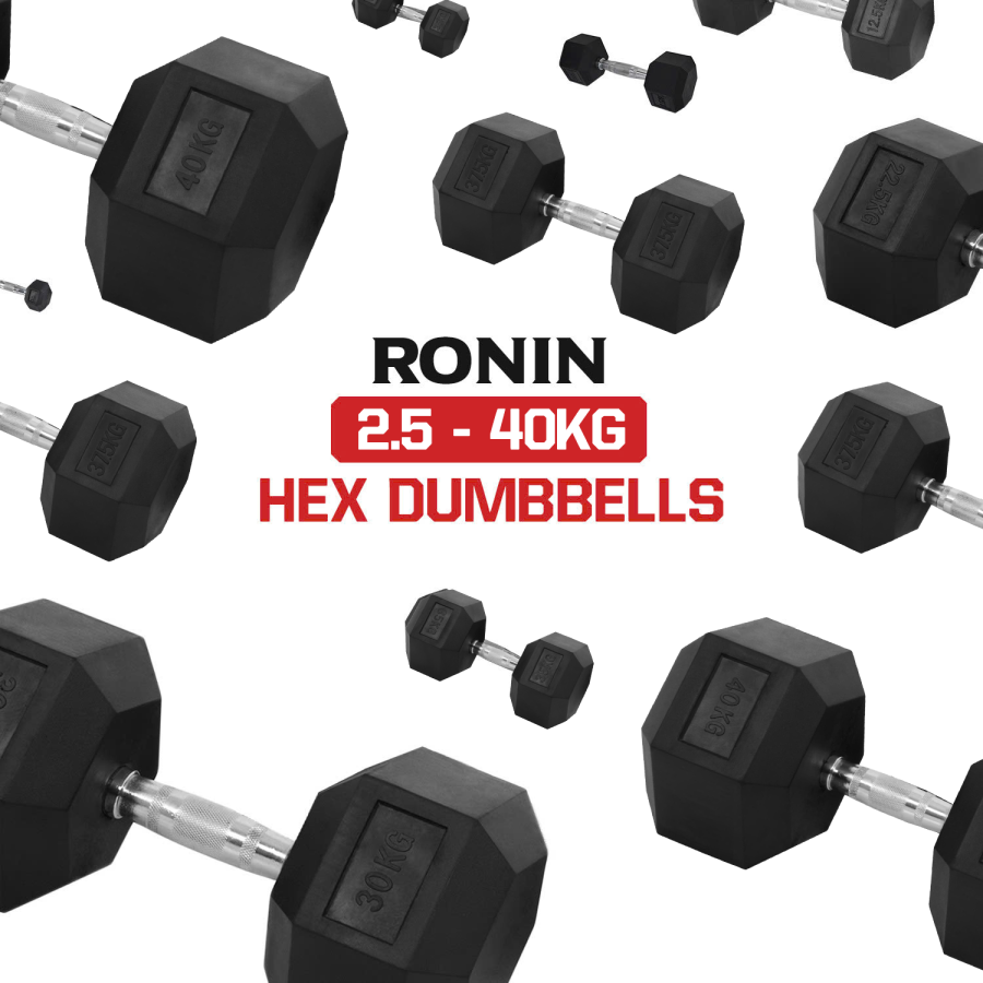 2.5 – 40 KG Rubber Hex Dumbbell Set